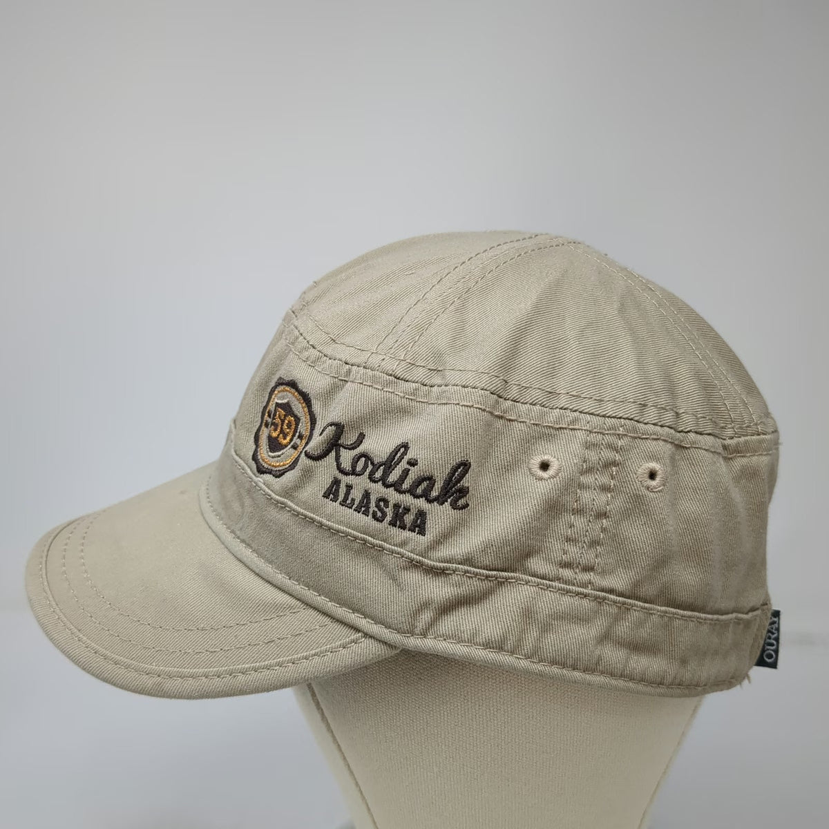 Ouray Army Cap Beige One Size Kodiak Alaska Strapback Cotton Hat Shield 59