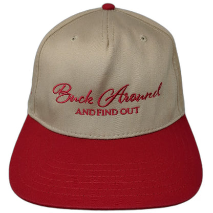 Otto 5 Panel Hat Beige Red One Size Snapback Buck Around And Find Out Columbus