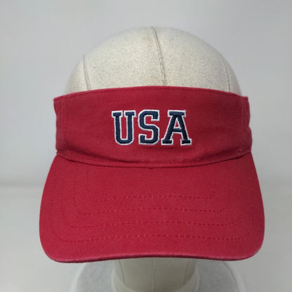 USA Strapback Sun Visor Hat Red OSFA Adjustable Embroidered Sonoma