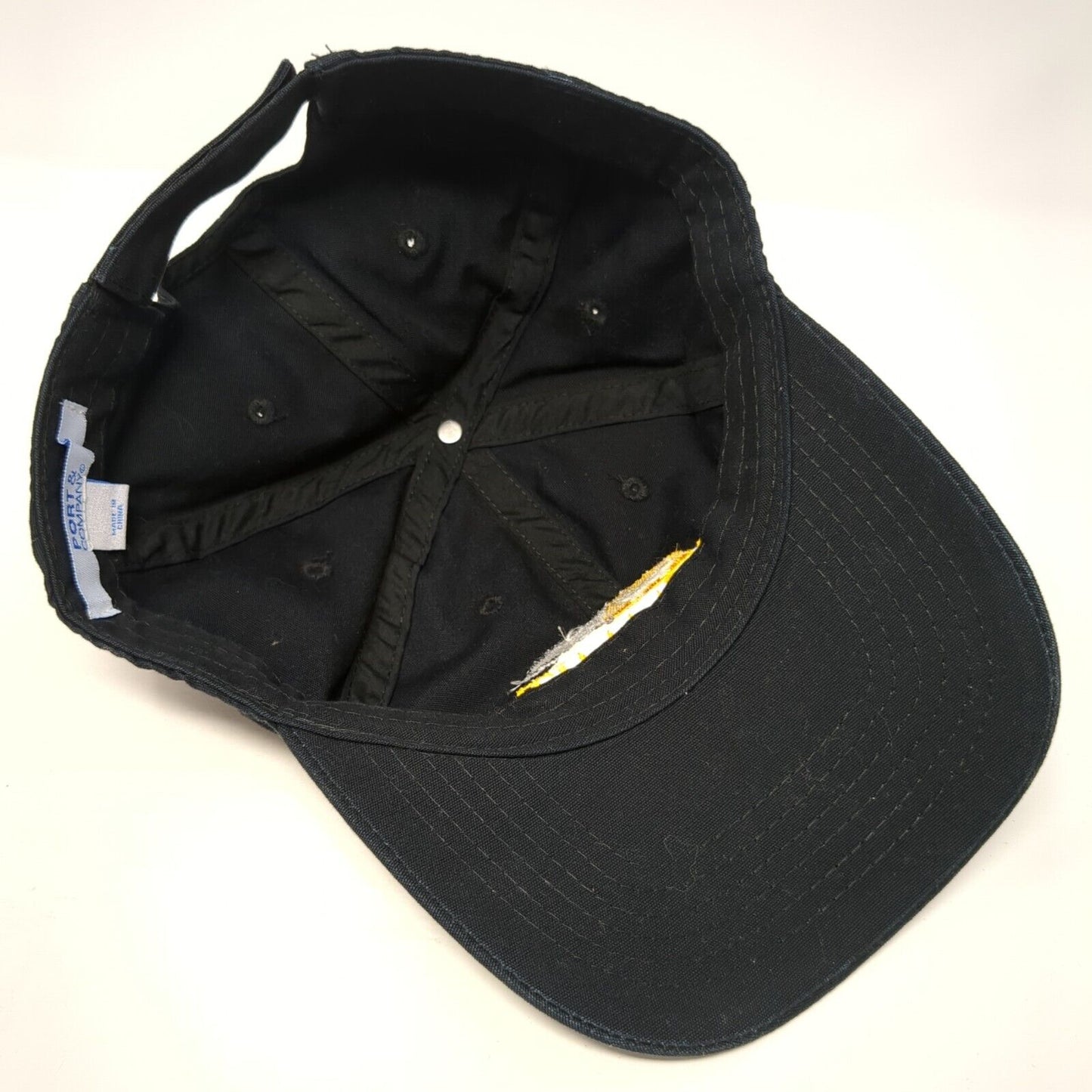 Summit Strapback Hat Black OS Adjustable Embroidered 6 Panel Port & Company
