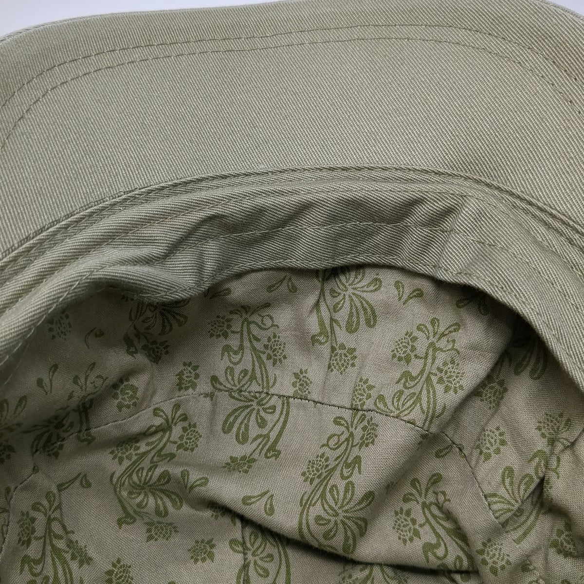 Life is Good Army Cap Green One Size Hat Embroidered Flowers Floral Lining Strap