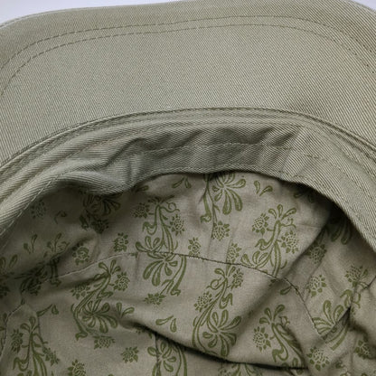Life is Good Army Cap Green One Size Hat Embroidered Flowers Floral Lining Strap