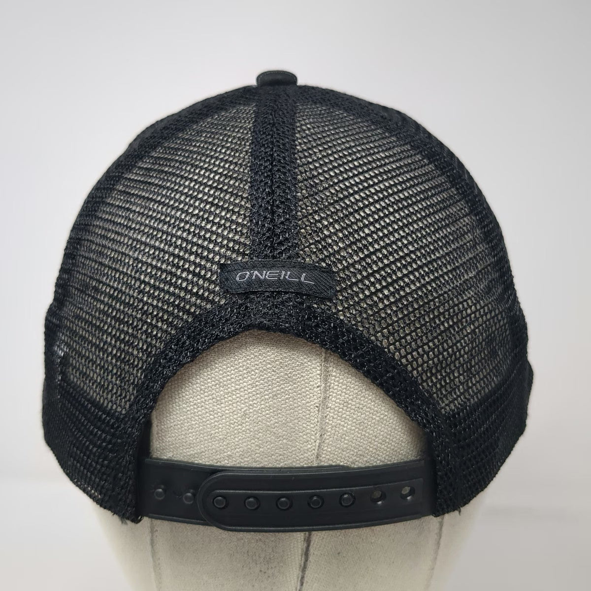 O'Neill Trucker Hat Black One Size Plaid Mesh Snapback Foam Front Logo Surf