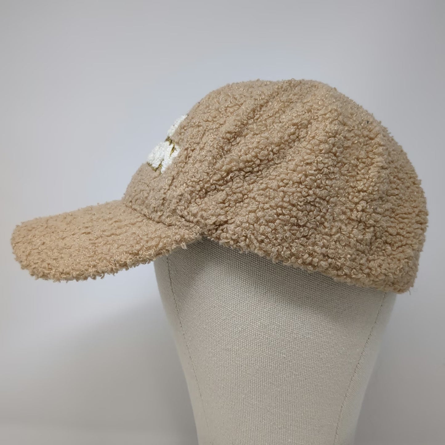 Simply Southern Baseball Cap Beige One Size Sherpa Fleece Glitter Slideback Hat