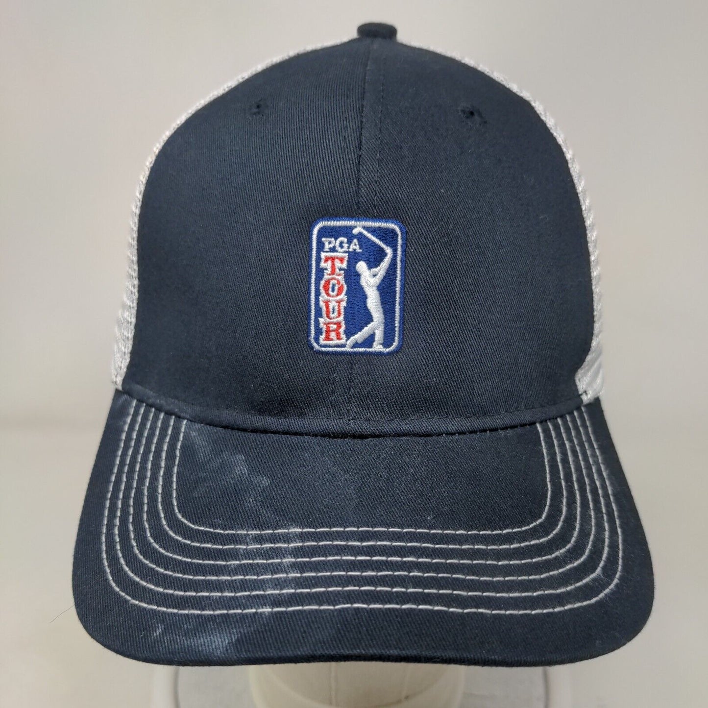 PGA Tour Snapback Trucker Hat Blue One Size Adjustable Mesh Back Classic Cut