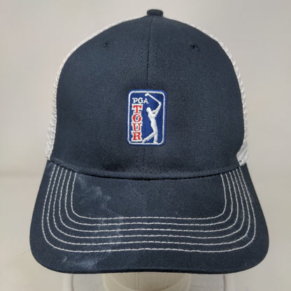 PGA Tour Snapback Trucker Hat Blue One Size Adjustable Mesh Back Classic Cut