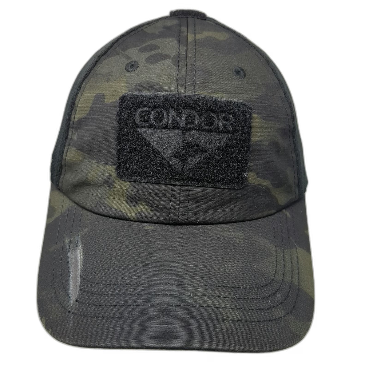 Condor Baseball Cap Black Camo Tactical Mesh Back Patch Area One Size Hat