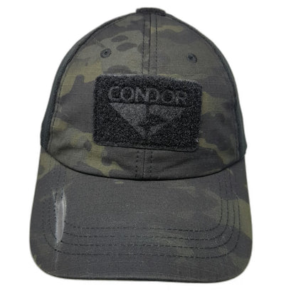 Condor Baseball Cap Black Camo Tactical Mesh Back Patch Area One Size Hat