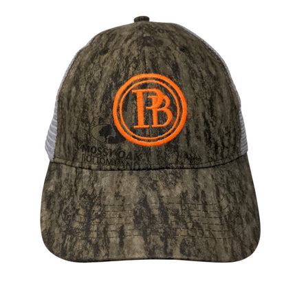 PB Mossy Oak Bottom Land Strapback Trucker Hat Camouflage One Size Mesh Back
