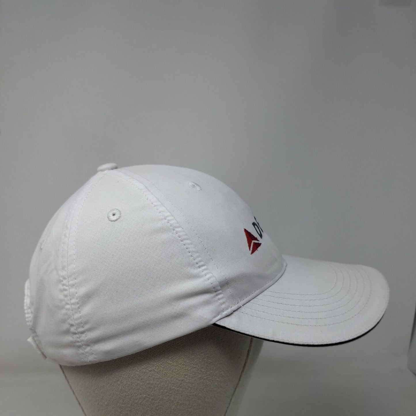 Delta Strapback Hat White One Size Adjustable Embroidered Vented Holes Adams