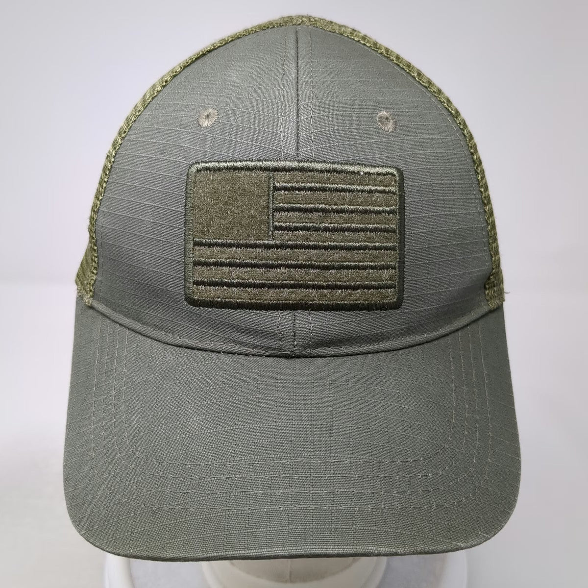 Highland Tactical Trucker Hat Green One Size Mesh Back Embroidered US Flag