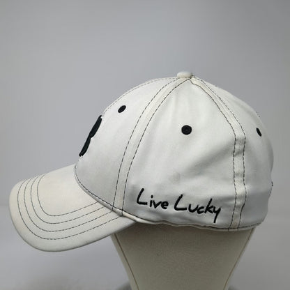 Black Clover Baseball Cap White XL Fitted Live Lucky Contrast Stitching Golf Hat
