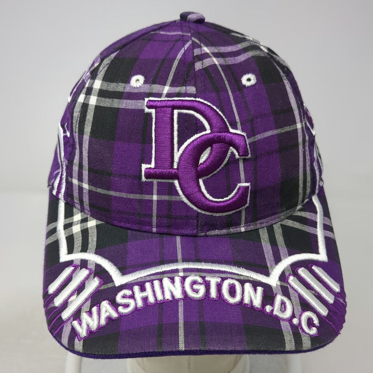 City Hunter Baseball Cap Purple One Size Plaid Interlocking DC Washington DC Hat