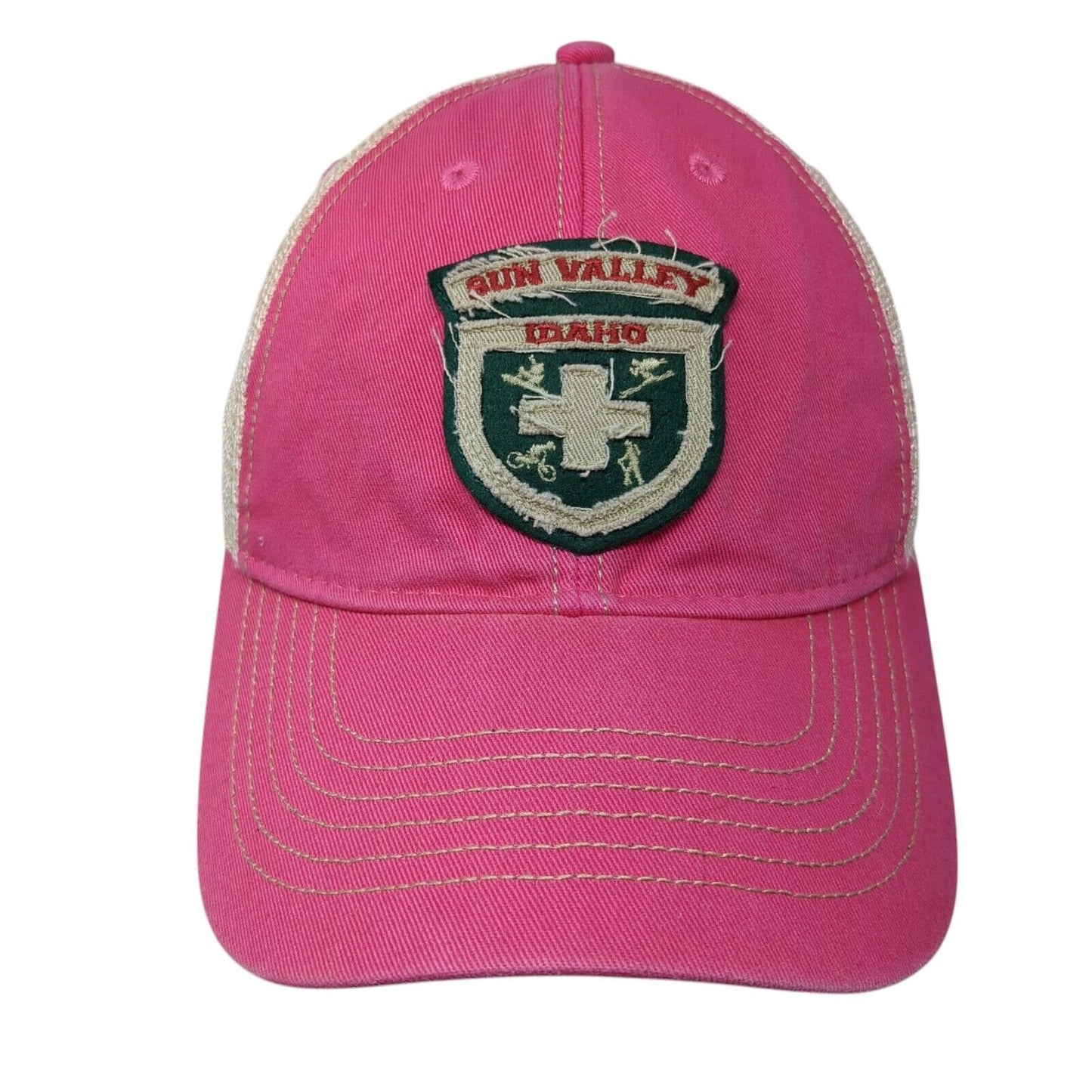 Sun Valley Idaho Snapback Trucker Hat Pink One Size Adjustable Mesh Back Legacy