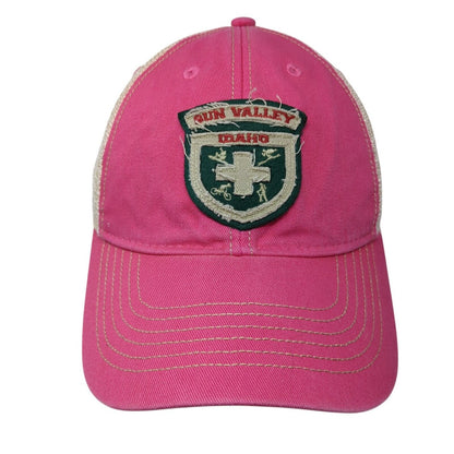 Sun Valley Idaho Snapback Trucker Hat Pink One Size Adjustable Mesh Back Legacy