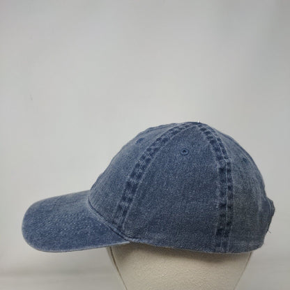 Unbranded Strapback Hat Blue OSFM Adjustable Vented Holes 6 Panel Denim Blank