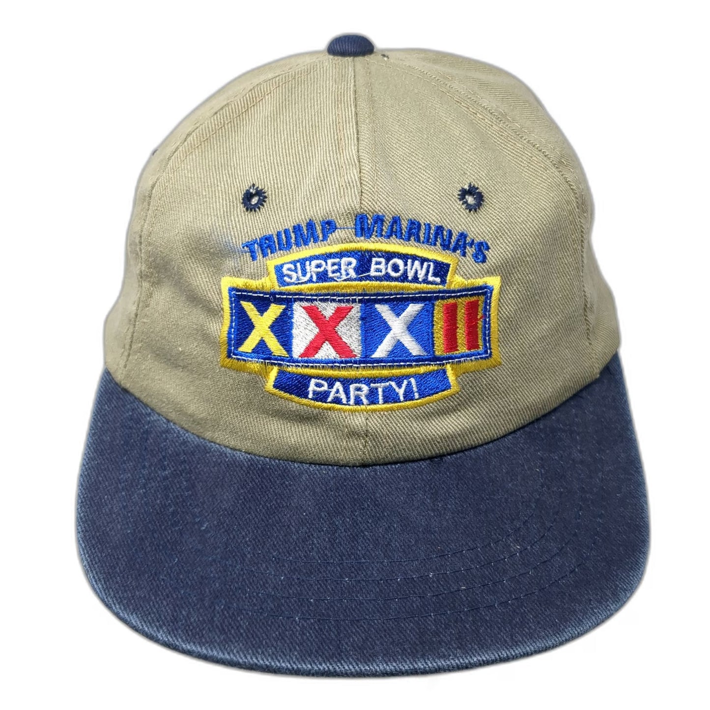 Yupoong Baseball Cap Beige OS Trump Marina Super Bowl XXXII Party Hat Vintage