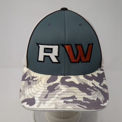 RW Fitted Mesh Back Trucker Hat Camo L-XL Flexfit Pacific Headwear