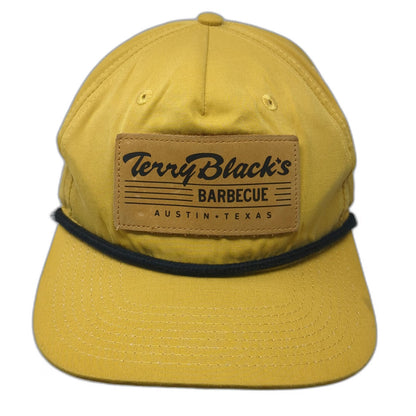 5 Panel Yellow Hat One Size Terry Blacks Barbecue Austin Texas Rope Patch
