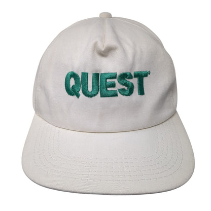Quest Snapback Hat White One Size Adjustable Solid Vent Holes Outdoor