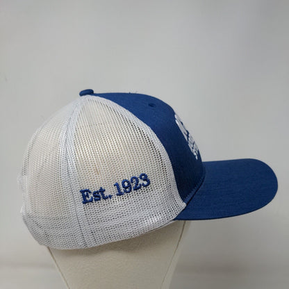 North Salem State Bank Men's Snapback Mesh Back Hat Blue White Embroidered Logo