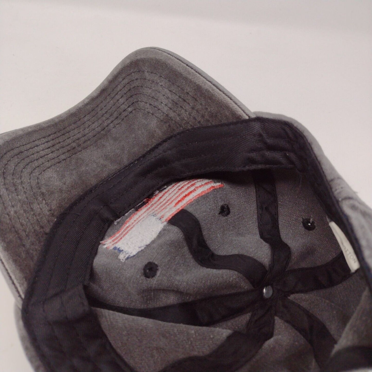USA Flag Slideback Hat Gray OSFA Adjustable Embroidered Patriotic 6 Panel Cotton