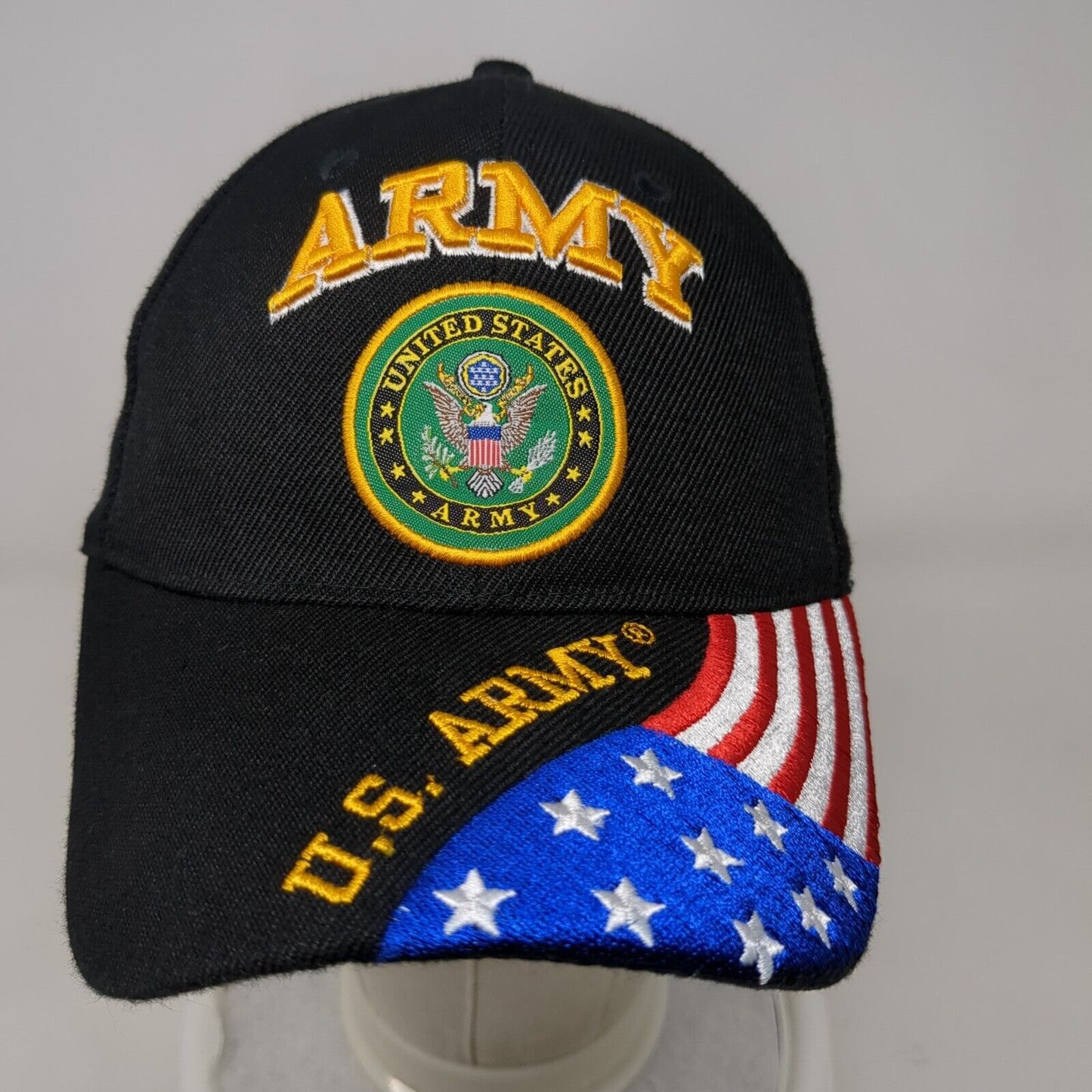 United States Army Strapback Hat Black OSFA Adjustable Embroidered Patriotic