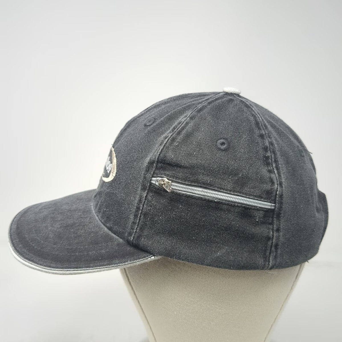Ahead Baseball Cap Gray One Size Lake Tahoe Side Zipper Pocket Hat Slideback