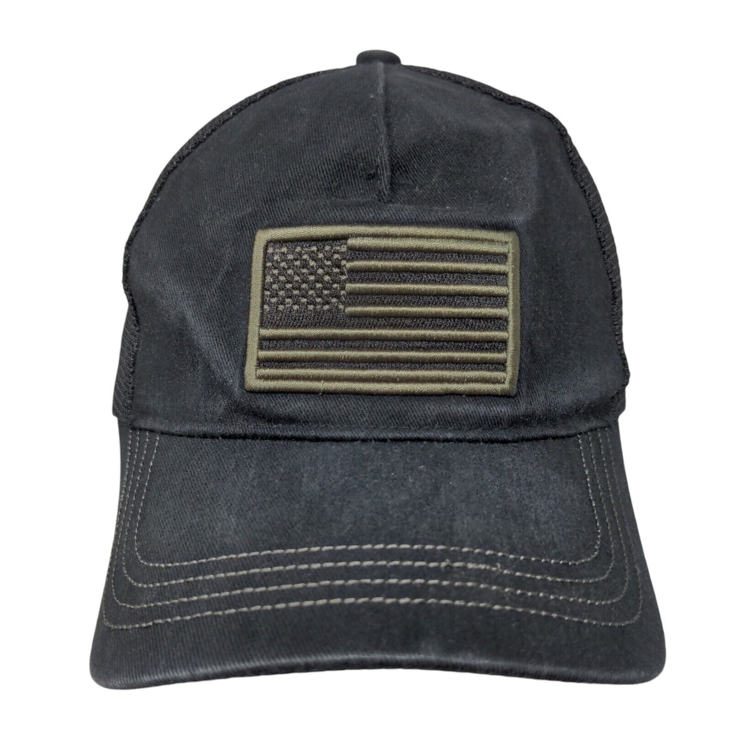 American Flag Snapback Trucker Hat Black One Size Adjustable Mesh Back Patriotic