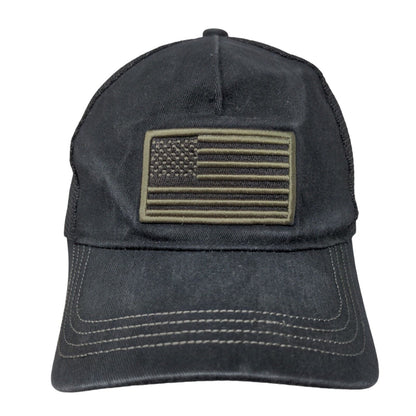 American Flag Snapback Trucker Hat Black One Size Adjustable Mesh Back Patriotic