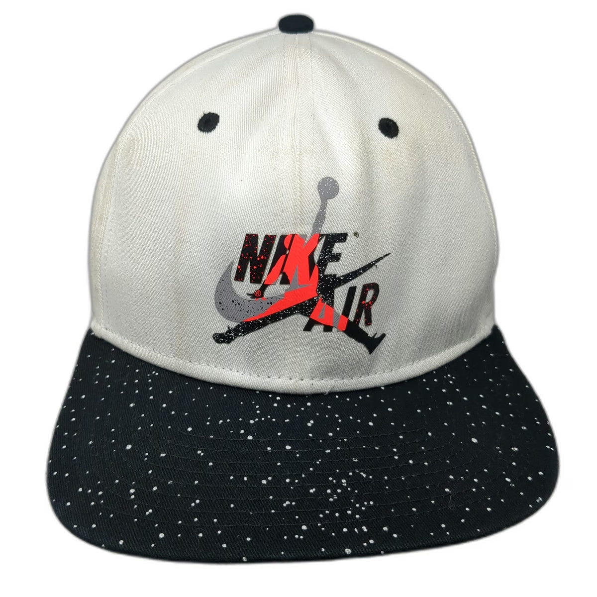 Jordan Snapback Hat White One Size Speckled Nike Air Jumpman Embroidered Logo