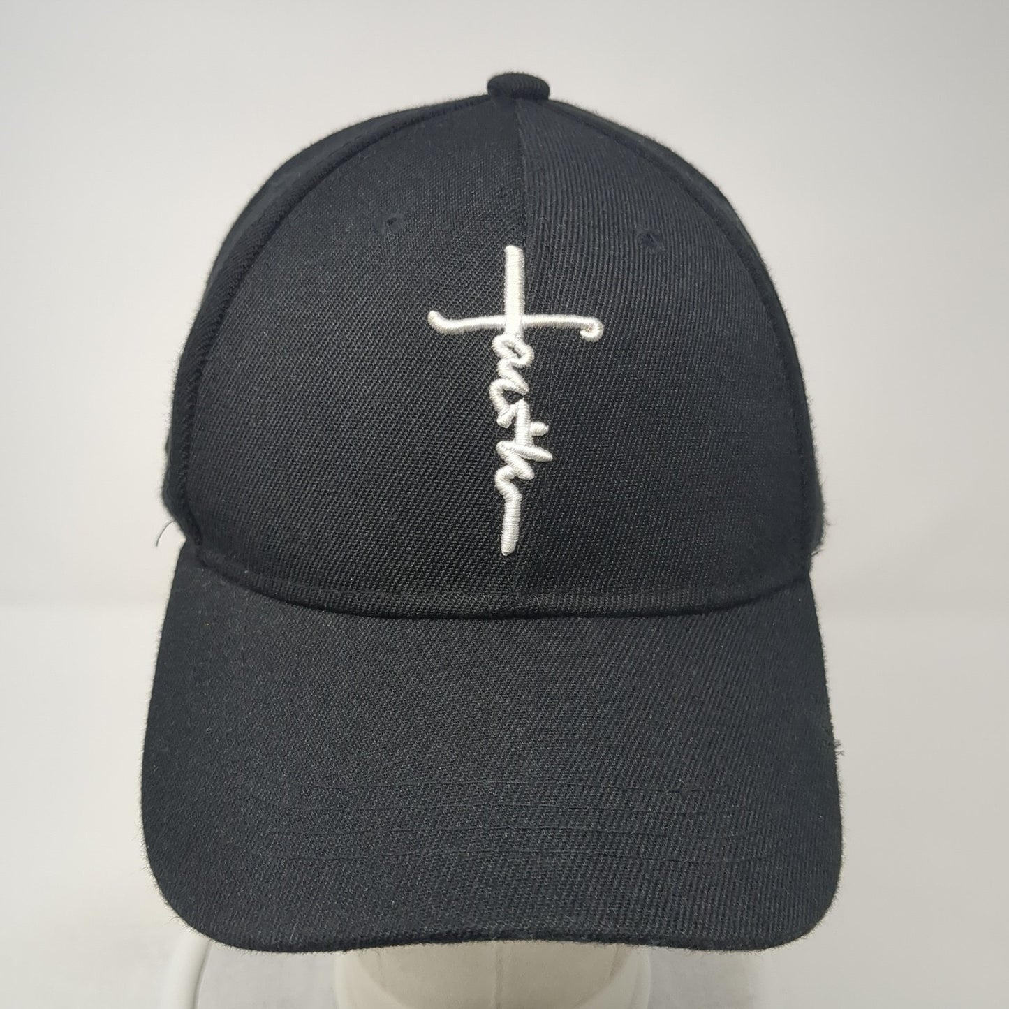 Faith Slideback Baseball Cap Black One Size Adjustable Embroidered 6 Panel