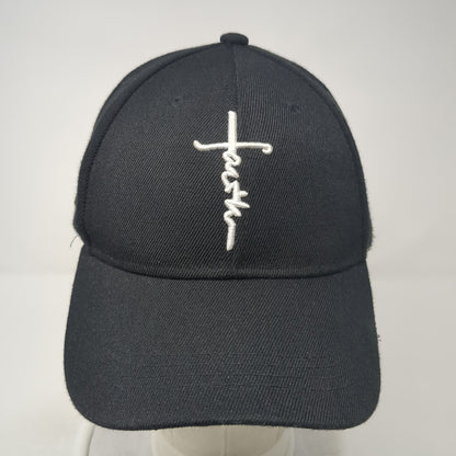 Faith Slideback Baseball Cap Black One Size Adjustable Embroidered 6 Panel