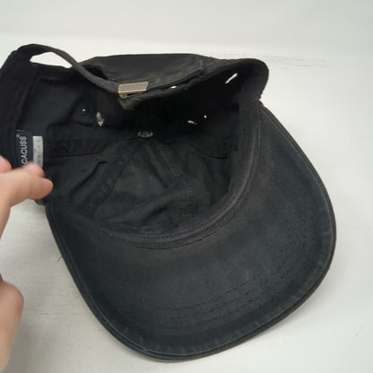 Cacuss Baseball Cap Black One Size Distressed Ripped Frayed Cotton Slideback Hat