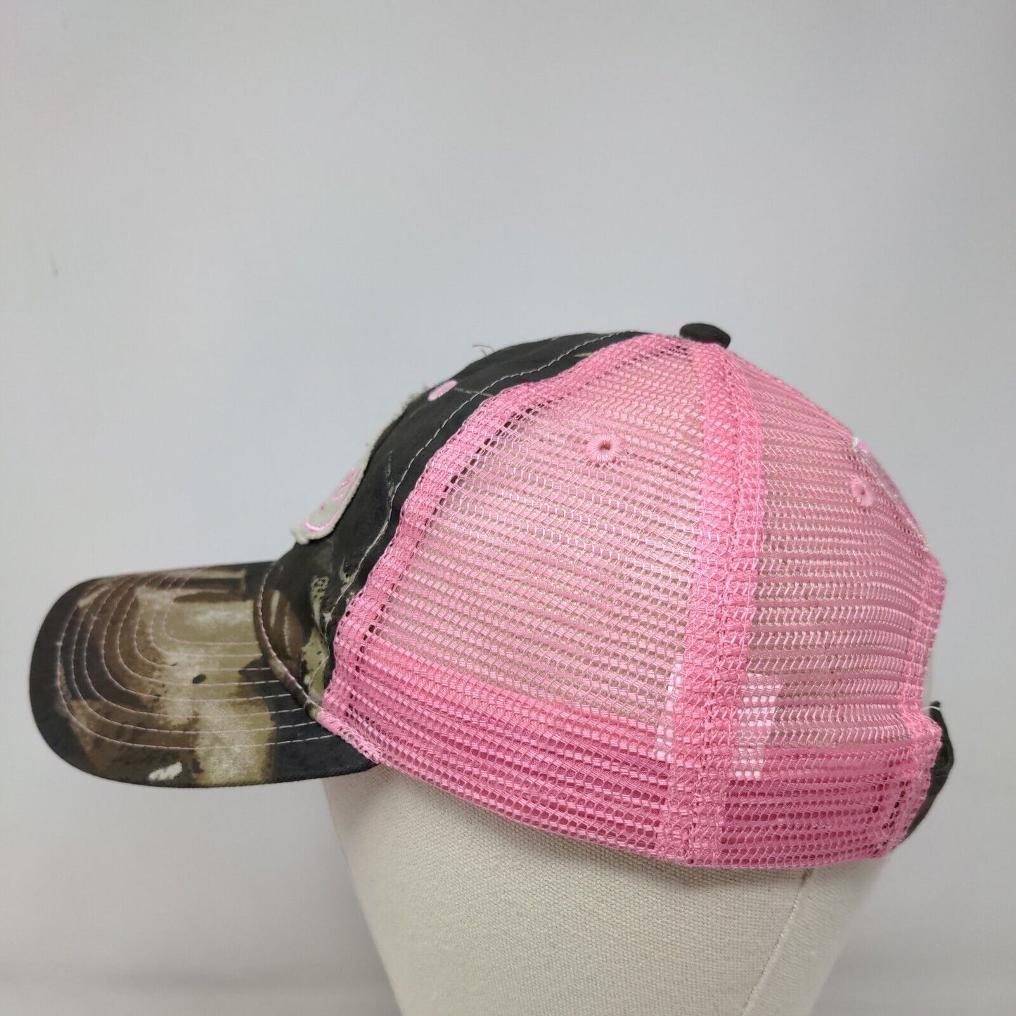 Tractor Supply Company Womens Strapback Mesh Back Hat Pink Camo Embroidered Logo