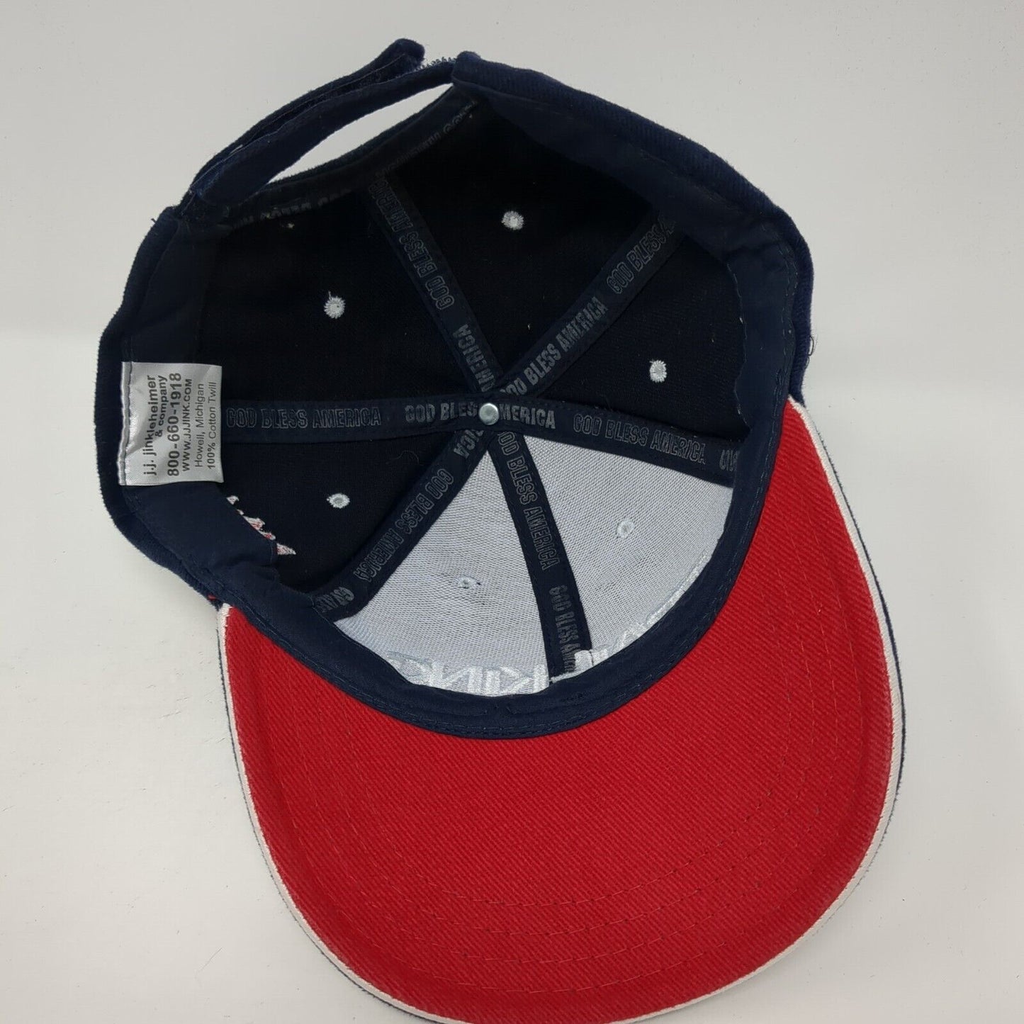 Trail King Strapback Hat Blue One Size Adjustable Embroidered Patriotic Cotton