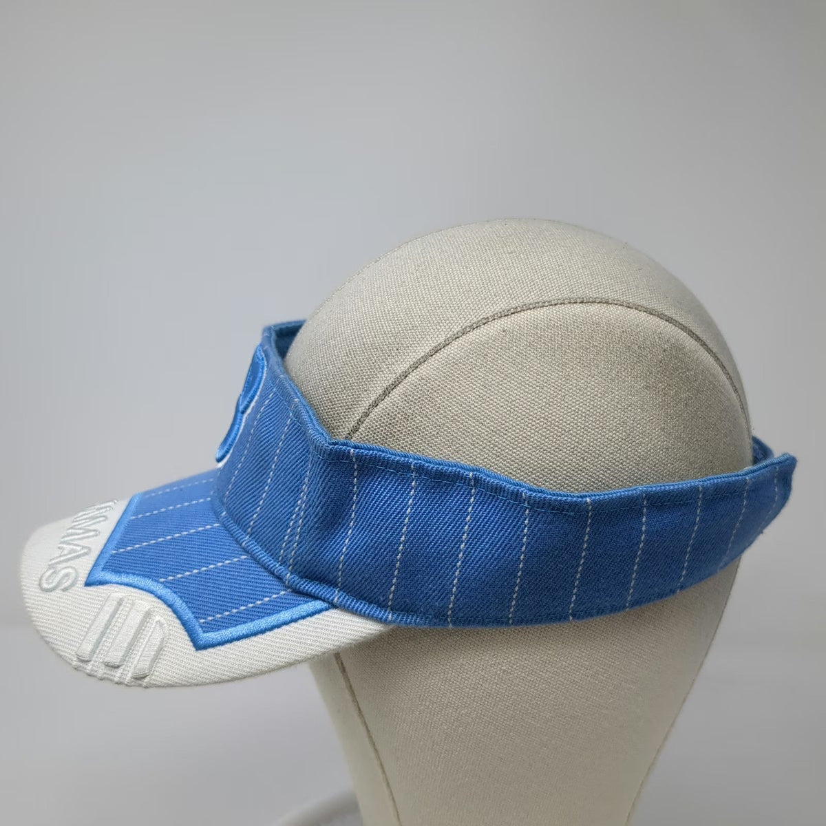 Island Dream Visor Blue One Size Bahamas Embroidered Letter B Pinstripe Hat