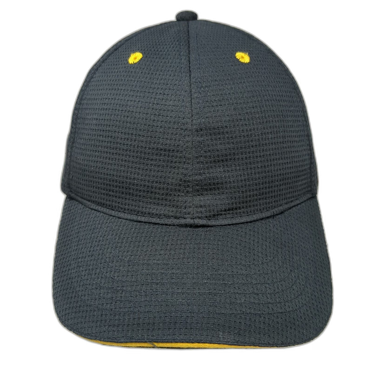 McDonald's Snapback Hat Blue One Size Mesh Textured Yellow Eyelets Brim Piping