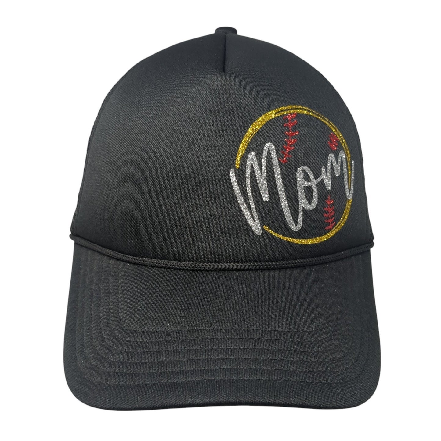 Mom Snapback Trucker Hat Black One Size Adjustable Mesh Back 6 Panel Polyester