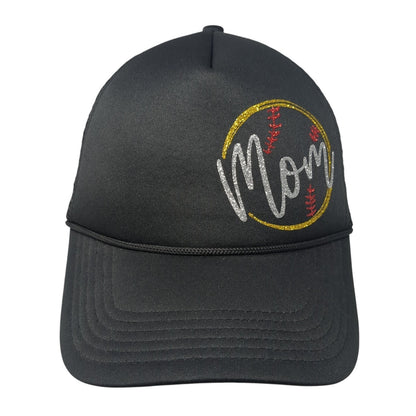 Mom Snapback Trucker Hat Black One Size Adjustable Mesh Back 6 Panel Polyester