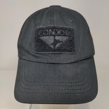 Condor Slideback Hat Black One Size Adjustable Patch Logo 6 Panel Cotton