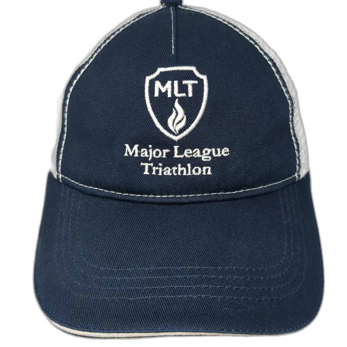 Major League Triathlon Baseball Cap Blue One Size Mesh Back Slideback Shield Hat
