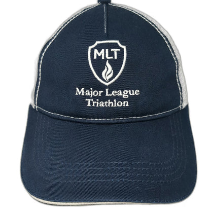 Major League Triathlon Baseball Cap Blue One Size Mesh Back Slideback Shield Hat