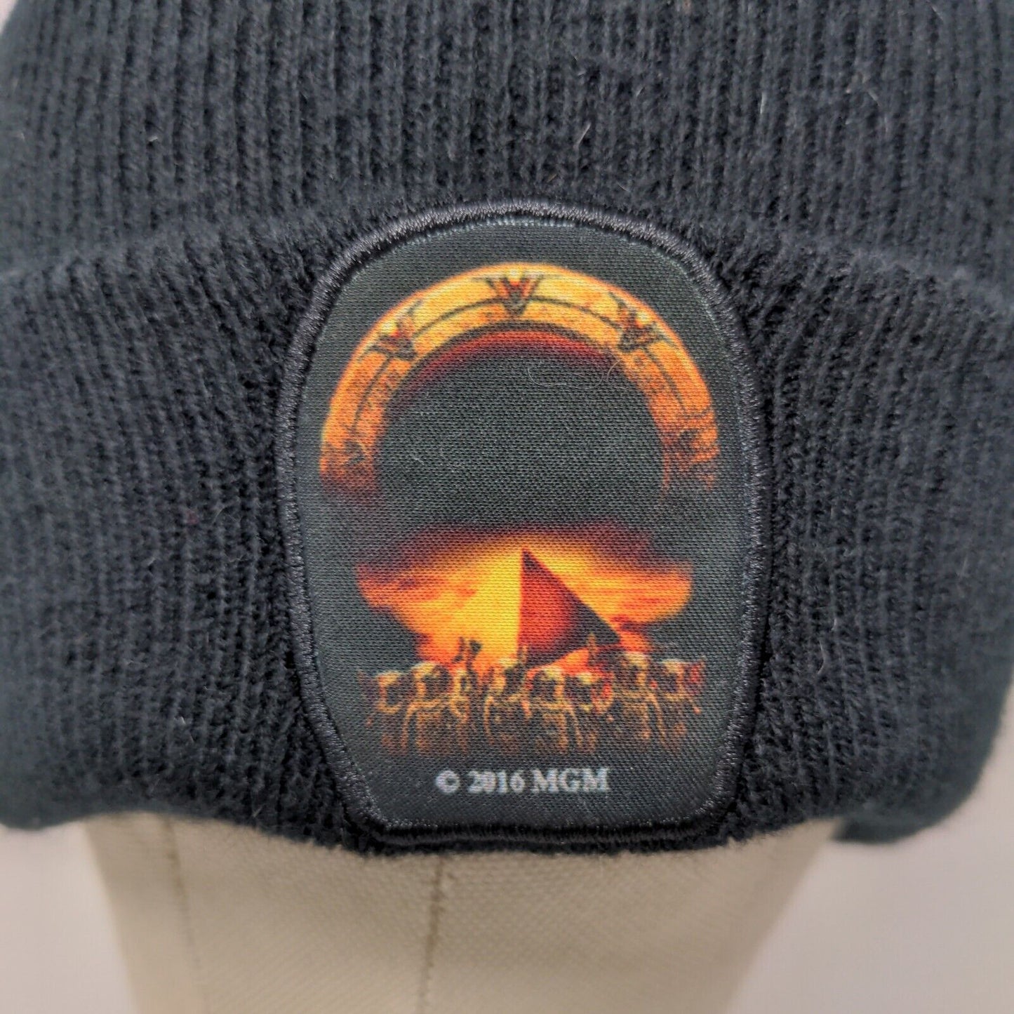 MGM Men's Knit Beanie Hat Stargate Patch Logo 100% Acrylic Sci Fi