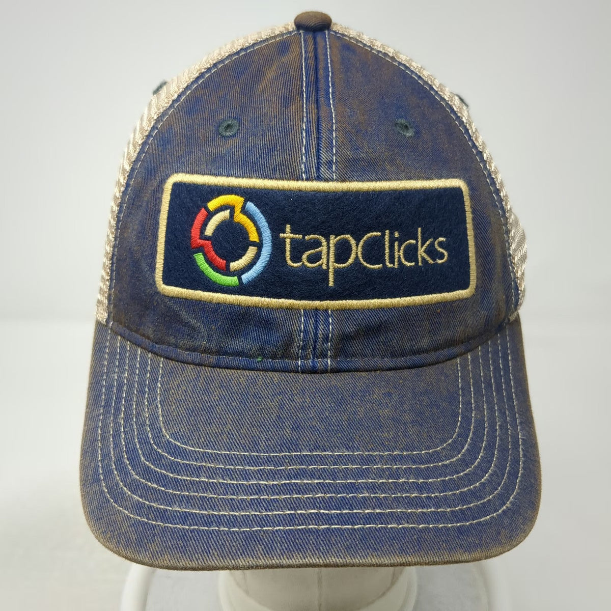 Legacy Trucker Hat Blue One Size TapClicks Patch Mesh Snapback Contrast Stitch