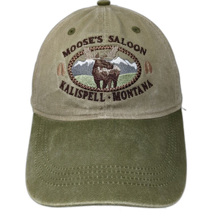Ouray Sportswear Moose's Saloon Montana Baseball Cap Hat One Size Beige Green
