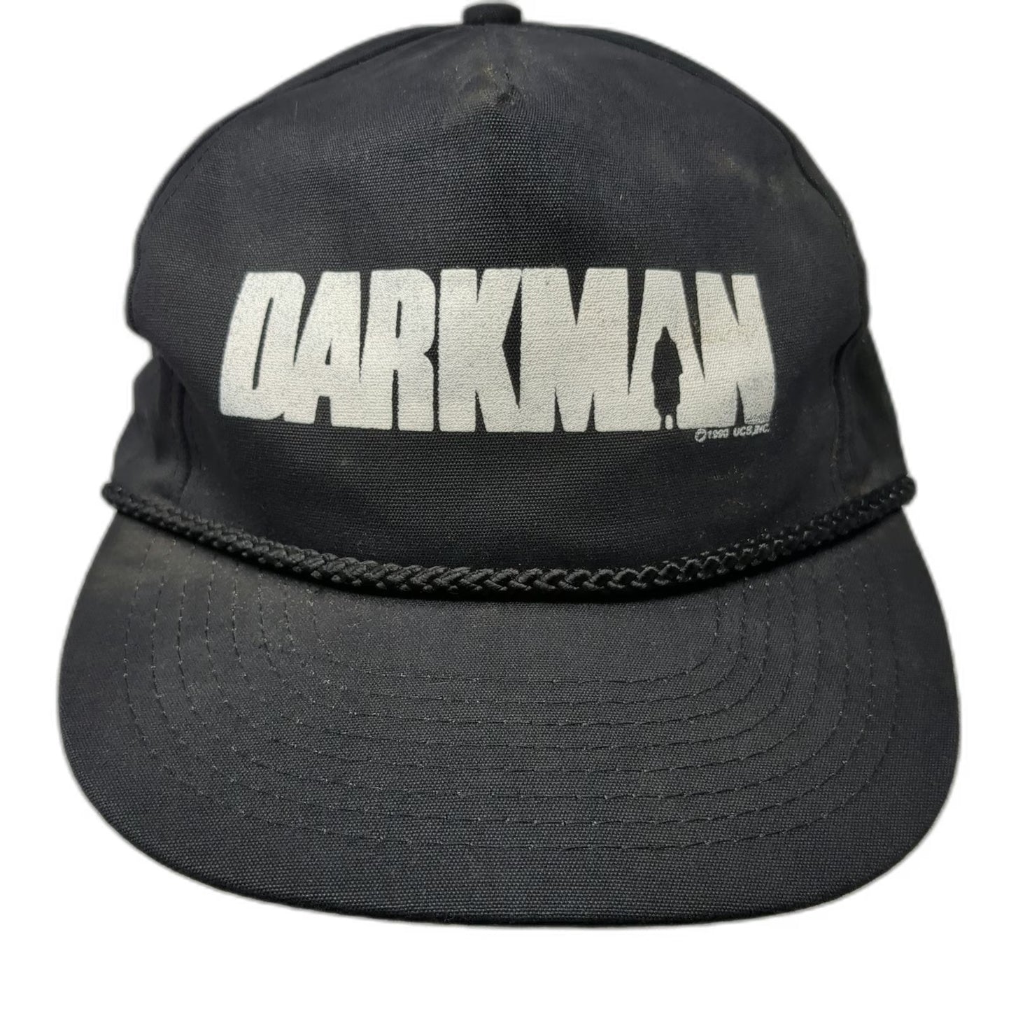 Mohr's Darkman Movie 1990 Promo Black OS Trucker Rope Hat Slideback Vintage