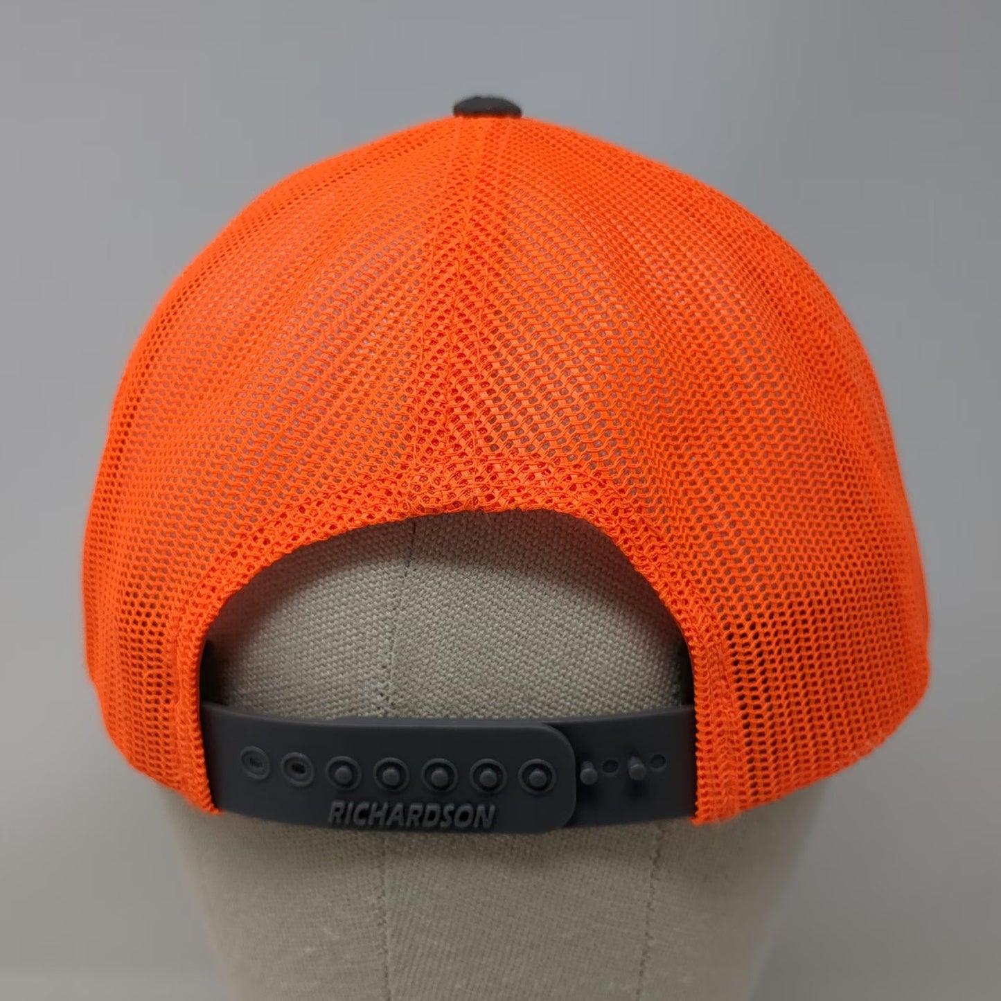 Richardson Trucker Hat Gray Orange One Size Snapback Mesh Salmon Electrical Logo
