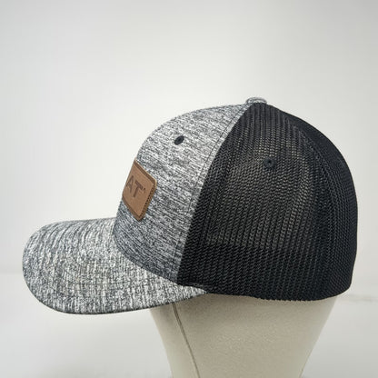 Ariat Trucker Hat Gray XL Mesh Back Leather Patch Flexfit Stretch Logo Graphic