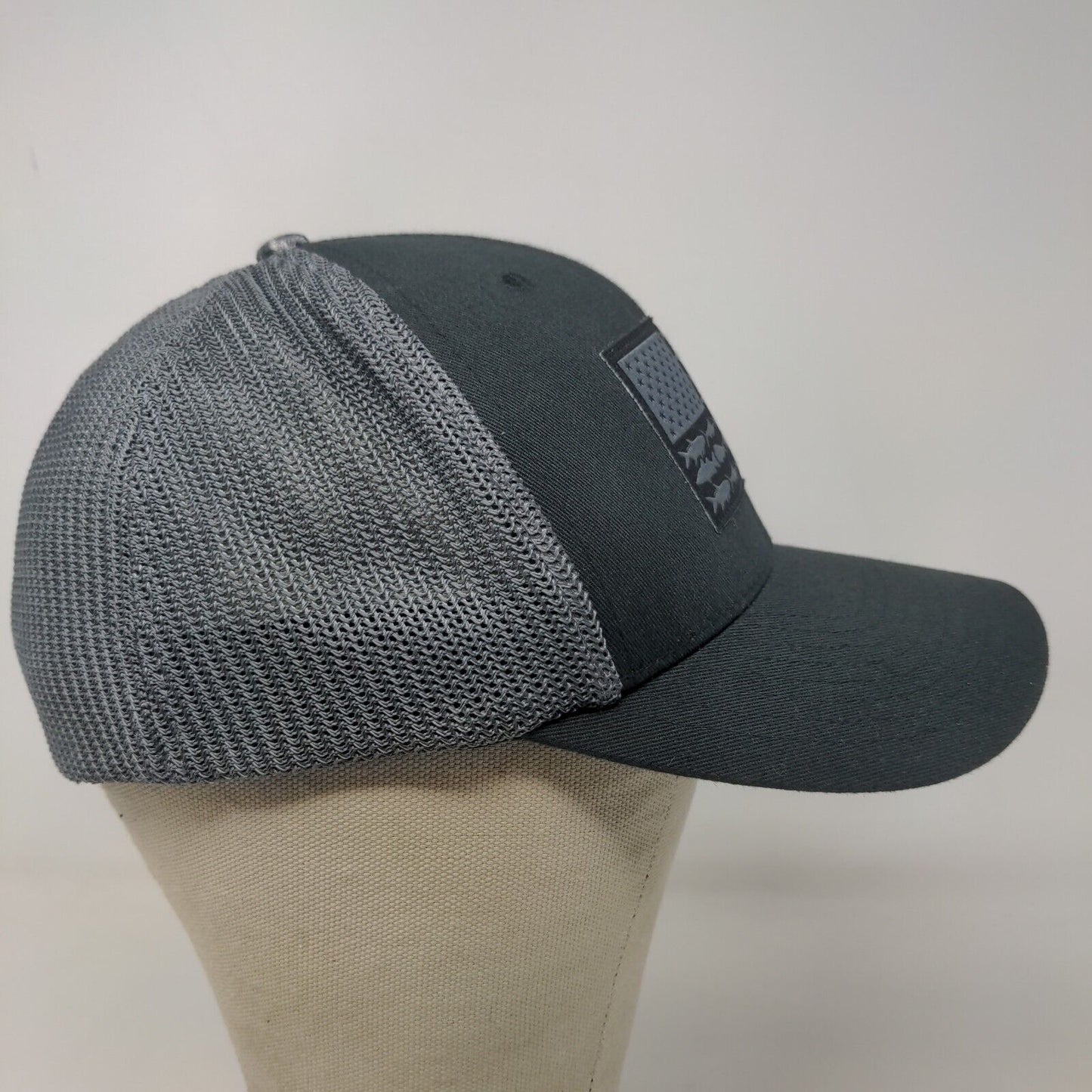 Columbia PFG Men's Fitted Mesh Back Hat Black Size L/XL Embroidered Fish Flag